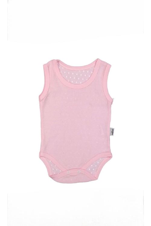 %100 Pamuk Jakarlı Çıtçıtlı Bebe Zıbın 1-9 Ay Pembe 7088-P