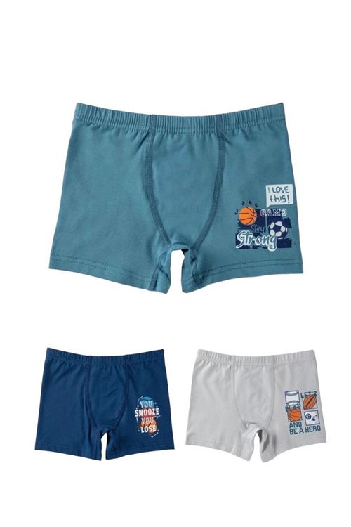 Baykar Karışık Desen 3lü Erkek Çocuk Boxer Seti 3362
