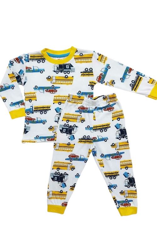 1+1ELMP Araba Desenli %100 Pamuk Erkek Çocuk Pijama Takımı 1-5 Yaş 3000