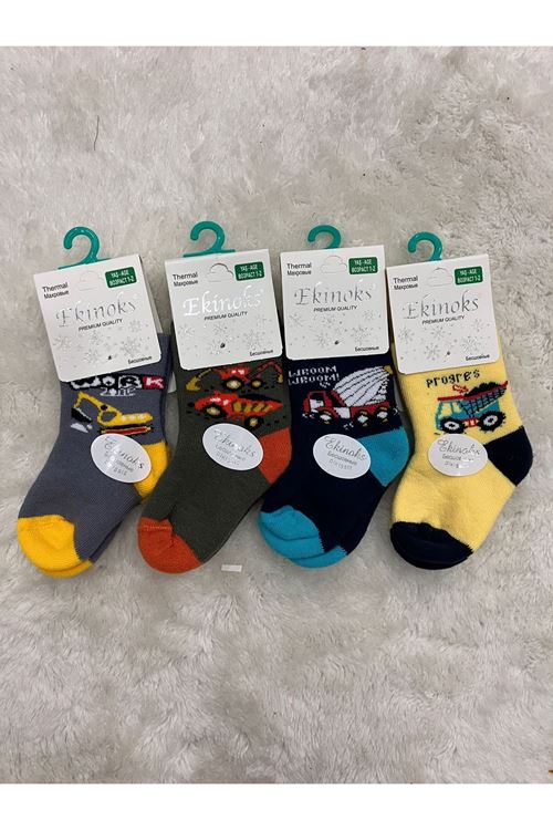 Ekinoks Asorti Dikişsiz Havlu Termal Çocuk Soket Çorap 4lü Set 0-4 Yaş 3047