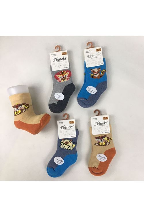 Ekinoks Asorti Dikişsiz Havlu Termal Çocuk Soket Çorap 4lü Set 0-4 Yaş 3073