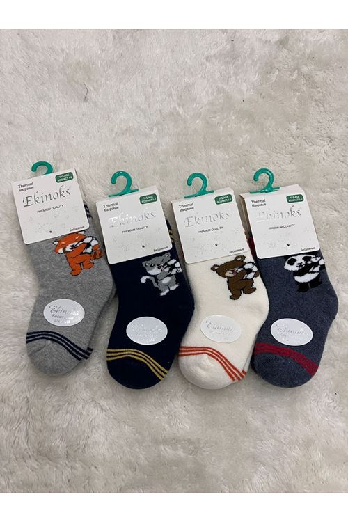 Ekinoks Asorti Dikişsiz Havlu Termal Çocuk Soket Çorap 4lü Set 0-4 Yaş 2607