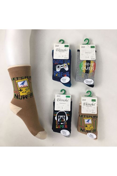 Ekinoks Asorti Dikişsiz Havlu Termal Çocuk Soket Çorap 4lü Set 5-12 Yaş 3089
