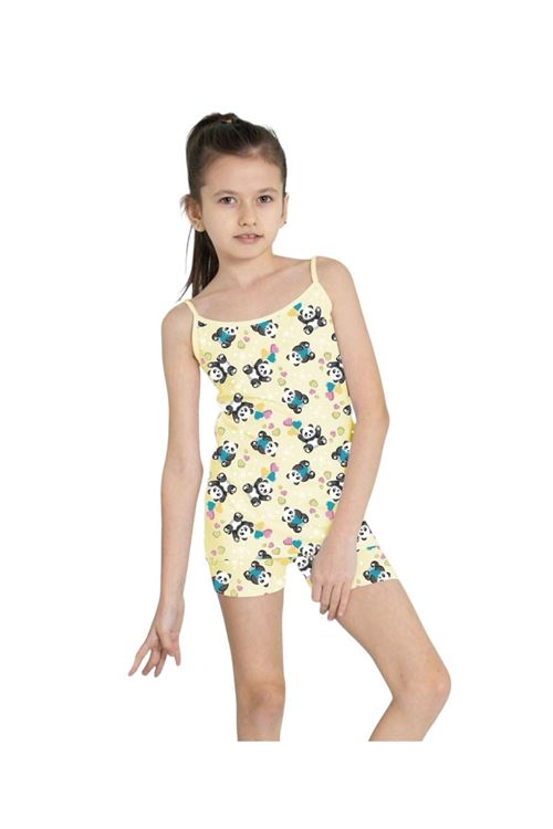 ELM Panda Desenli Kız Çocuk Atlet Boxer Takımı 8047