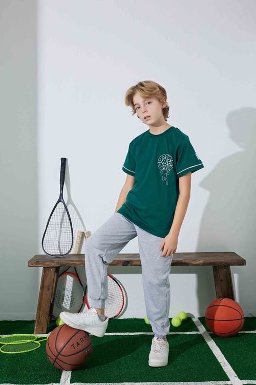 TARP Yeşil SPORT SWEAR Baskılı Erkek Çocuk Pijama Takımı 11-15 Yaş 3945-Y