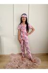 Unicorn Desenli Pembe Kısa Kollu Önden Düğmeli Kız Çocuk Pijama Takımı 4-12 Yaş 569K