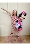 Mickey Desenli Pembe Kısa Kollu Önden Düğmeli Kız Çocuk Pijama Takımı 4-12 Yaş 570