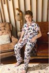 Sonic Desenli Gri Kısa Kollu Önden Düğmeli Erkek Çocuk Pijama Takımı 4-12 Yaş 0603