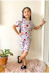 Kalp Desenli Kız Çocuk Şortlu Pijama Takımı 3-10 Yaş 005