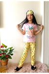 Ananas Desenli Pembe Kız Çocuk Kısa Kol Pijama Takımı 4-12 Yaş 529