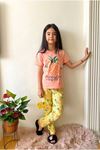 Ananas Desenli Somon Kız Çocuk Kısa Kol Pijama Takımı 4-12 Yaş 530