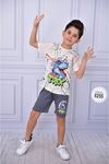 Dinazorlu Şortlu Erkek Çocuk Kısa Kol Takım Füme 6255-F