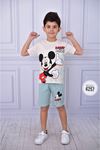 Mickey Mouse Şortlu Erkek Çocuk Kısa Kol Takım Yeşil 6257-Y
