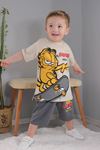 Garfieldlı Şortlu Erkek Çocuk Kısa Kol Takım Füme 6290-F