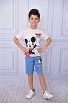 Mickey Mouse Şortlu Erkek Çocuk Kısa Kol Takım Mavi 6257-M