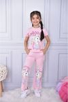 Unicorn Bol Paçalı Penye Kız Çocuk Kısa Kol Takım Pembe 6212