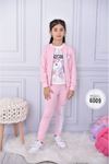 Unicorn Taytlı Hırkalı 3lü İçi Kısa Kollu Kız Çocuk Takım Pembe 6009