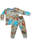 1+1ELMP Hayvanlar Alemi Desen %100 Pamuk Erkek Çocuk Pijama Takımı 1-5 Yaş 3003