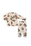 Ayıcık Baskılı %100 Pamuk Penye Bebek Pijama Takımı Bej 5787-B