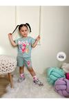 Bluey Şortlu Kız Çocuk Kısa Kol Takım Yeşil 6299-Y