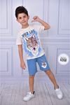 Wild Life Şortlu Erkek Çocuk Kısa Kol Takım Mavi 6268-M