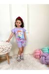 Frozen Cepli Şortlu Kız Çocuk Kısa Kol Takım Lila 6308-L