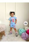 Bluey Şortlu Kız Çocuk Kısa Kol Takım Mavi 6299-M