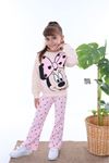 2PJK2İ Minnie Mouse Desenli Ekru Fitilli Taytlı 2 İp %100 Pamuk Kız Çocuk Takımı 3-10 Yaş 7215-E