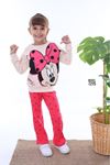 2PJK2İ Minnie Mouse Desenli Fuşya Fitilli Taytlı 2 İp %100 Pamuk Kız Çocuk Takımı 3-10 Yaş 7215-F