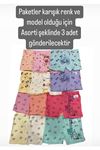 SDF Asorti Karışık Renk ve Model 3lü Kız Boxer Set 1045