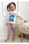 2PJK2İ Stitch Desenli Gül Kurusu 2 İp %100 Pamuk Kız Çocuk Eşofman Takımı 3-10 Yaş 7293-GK