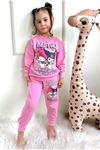2PJK2İ Kuromi Desenli Pembe 2 İp %100 Pamuk Kız Çocuk Eşofman Takımı 3-10 Yaş 7278-P