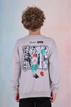Black Slaob 2İp Erkek Çocuk Sweatshirt Gri 7-16 Yaş Defne033-G