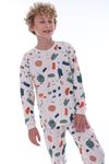 İSOB Ekru Nokta Sıçratma Desenli %100 Pamuk Erkek Çocuk Pijama Takımı 8-13 Yaş 36206-E