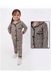 DLŞP Leopar Desenli %100 Pamuk Bebek Pijama Takımı 1076-L