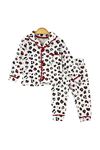 DLŞP Kırmızı Leopar Desenli %100 Pamuk Kız Çocuk Pijama Takımı 053-L