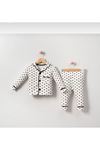 DLŞP Siyah Kalp Desenli %100 Pamuk Bebek Pijama Takımı 2-5 Yaş 051-S