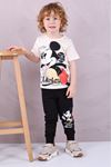 PJKKE Mickey Mause Desenli Siyah Eşofmanlı Erkek Çocuk Kısa Kol Takım 3-10 Yaş 7507-S