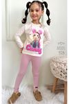 PJKT Candy Kız Desenli Gül Kurusu Penyeli Taytlı Kız Çocuk Takımı 3-10 Yaş 7503-GK