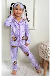 PJKÖ Frouzen Elsa Desenli Lila Uzun Kollu Önden Düğmeli Kız Çocuk Pijama Takımı 4-12 Yaş 535U