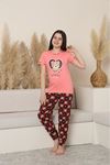KAPİP Somon Ayıcık Baskılı Kısa Kollu Kız Çocuk Pijama Takımı 11-15 Yaş 8055-S