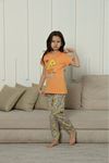 KAPİP Turuncu Tweety Baskılı Kısa Kollu Kız Çocuk Pijama Takımı 11-15 Yaş 8049-T