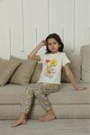 KAPİP Ekru Tweety Baskılı Kısa Kollu Kız Çocuk Pijama Takımı 11-15 Yaş 8049-E