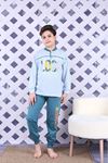 KAPİP Açık Yeşil California Baskılı Uzun Kollu Erkek Çocuk Pijama Takımı 11-15 Yaş 7023-AY