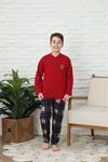 KAPİP Bordo Break Limite Baskılı Uzun Kollu Erkek Çocuk Pijama Takımı 10-15 Yaş 0026-BR