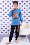 KAPİP Mavi Basket Baskılı Uzun Kollu Erkek Çocuk Pijama Takımı 11-15 Yaş 7017-M