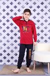 KAPİP Bordo California Baskılı Uzun Kollu Erkek Çocuk Pijama Takımı 11-15 Yaş 7023-B