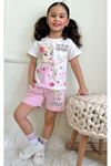 PJKSKT Frouzen Elsa Desenli Pembe Şortlu Kız Çocuk Kısa Kol Takım 7560-P