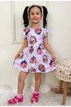 PJKEL Barbie Desenli Dijital Baskılı Elbise 3-10 Yaş 7511-K