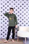 KAPİP Haki California Baskılı Uzun Kollu Erkek Çocuk Pijama Takımı 11-15 Yaş 7023-H